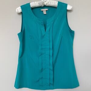 Banana Republic Factory green sleeveless blouse pleated front size M